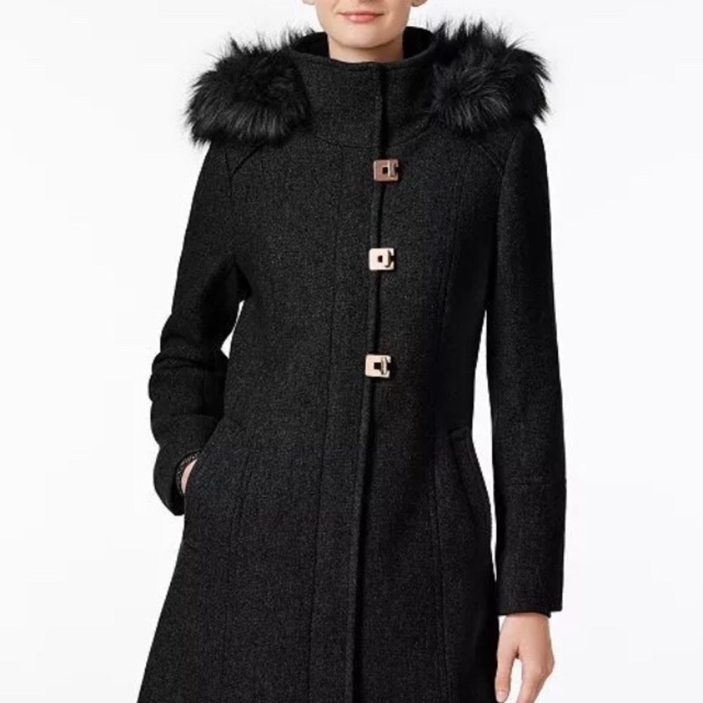 Calvin Klein winter jacket black +removable hood